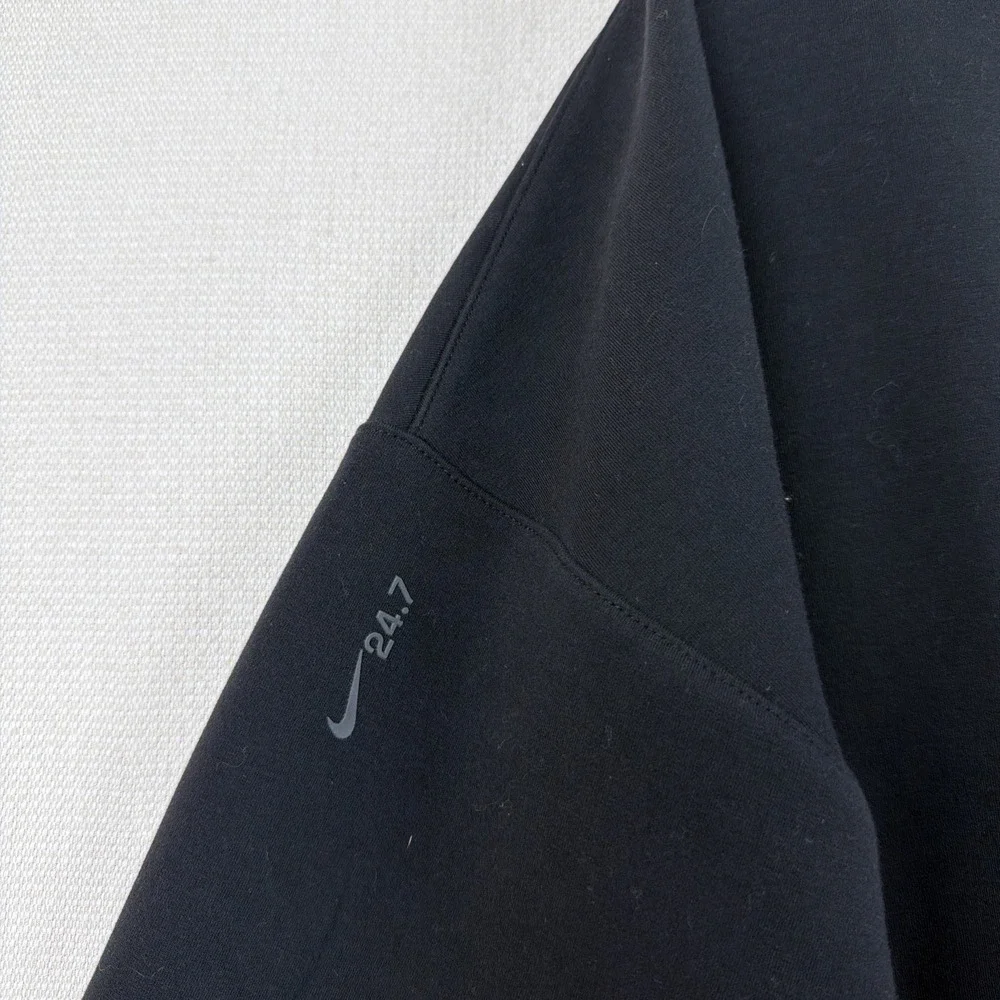 Nike24.7 Dri-Fit 1/2 Zip Pullover Cropped Sweatshirt Size L Black Preppy Stretch